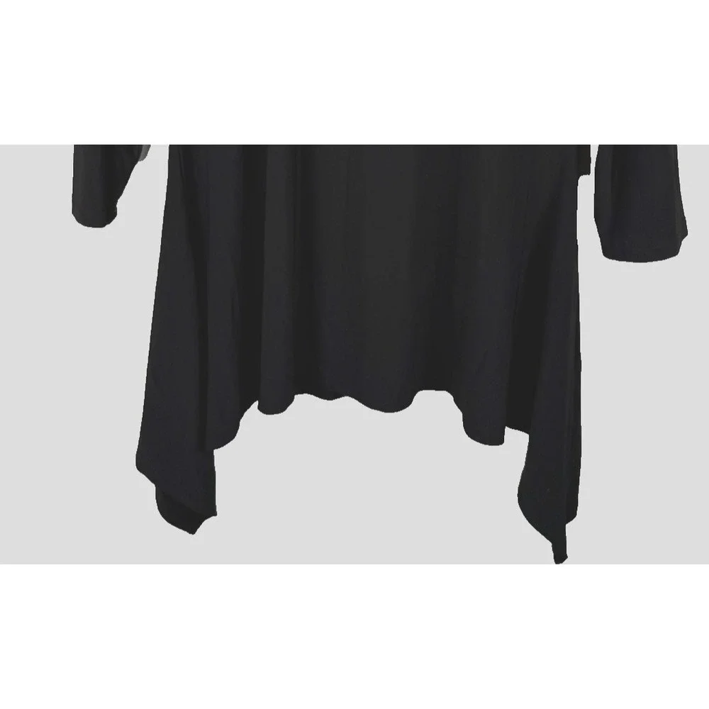 CHAUS NY BLACK ZIPPERED SHOULDERS TUNIC BLOUSE‎ SZ XL CAREER ACADEMIA